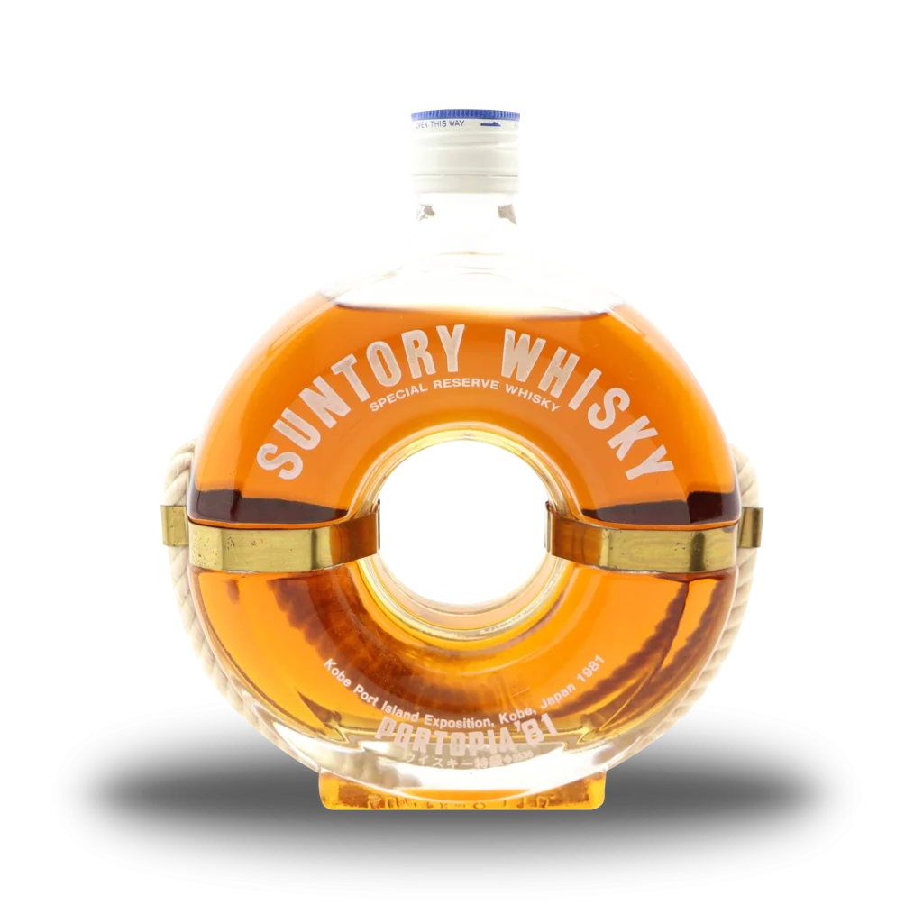 Casks Galore Whisky Scotland Suntory Whisky Portopia 1981 Japanese whisky bottle with unique commemorative design casks galore