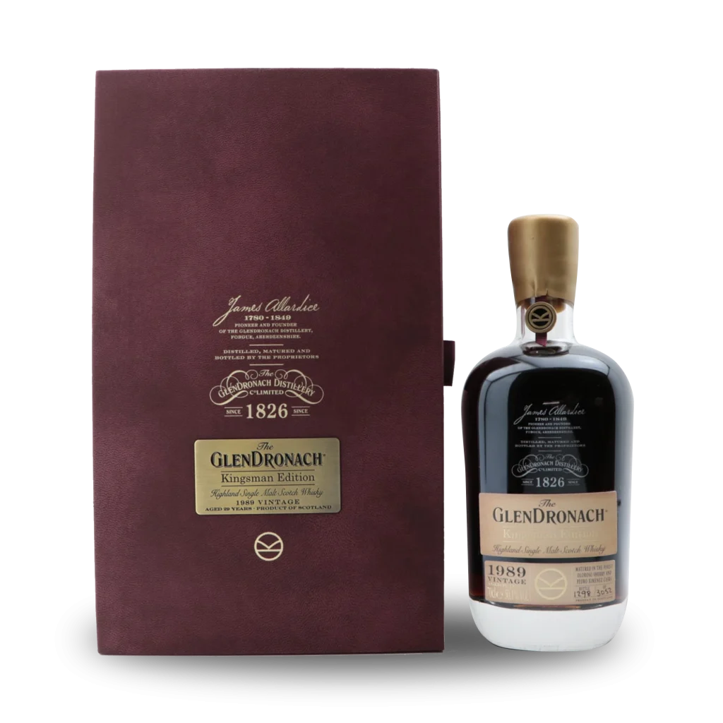 Casks Galore Whisky Scotland GlenDronach 1989 29 year old Kingsman Edition whisky bottle with luxury presentation box casks galore